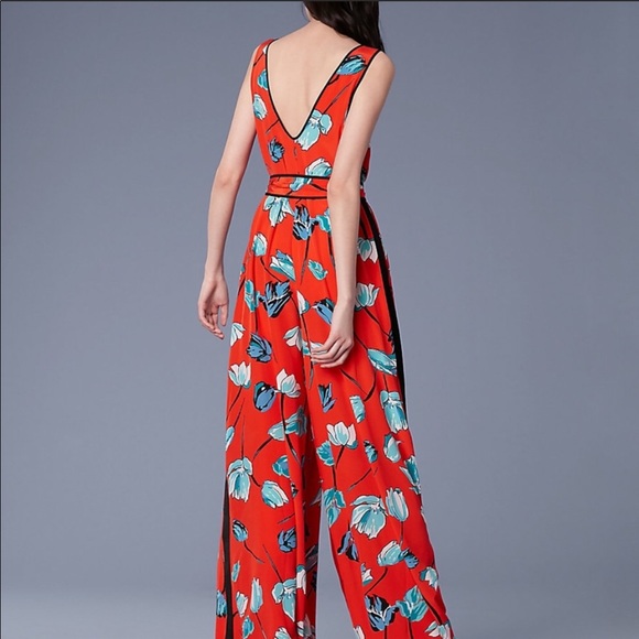 Diane Von Furstenberg Red Floral Jumpsuit - Picture 3 of 3